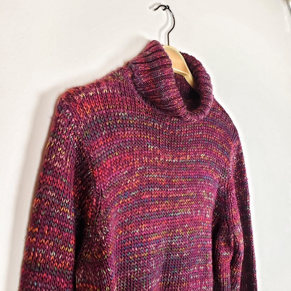 Vintage Burgundy colorful Chunky Knit Sweater